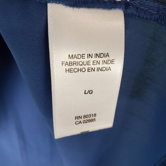 Lucky Brand Women's Blue Paisley Floral Flutter Sleeve Boho Blouse Size Large - Picture 5 of 7